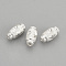 925 Sterling Silver Beads, Textured, Oval, Silver, 6x3mm, Hole: 0.5mm