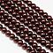 Eco-Friendly Dyed Glass Pearl Round Beads Strands, Cotton Cord Threaded, Coconut Brown, 6mm, Hole: 0.7~1.1mm, about 72pcs/strand, 15 inch
