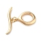 Brass Toggle Clasps, Cadmium Free & Nickel Free & Lead Free, Wave Shape, for Jewelry Making, Real 18K Gold Plated, O clasps: 13.5x10x2.5mm, Hole: 0.9mm, T clasps: 5x19x2mm, Hole: 1mm