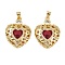 Brass Micro Pave Cubic Zirconia Pendants, with Glass, Cadmium Free & Lead Free, Rack Plating, Long-Lasting Plated, Real 18K Gold Plated, Heart, 28x21x6mm, Hole: 3.5x3mm