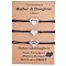 3Pcs 3 Style 430 Stainless Steel Heart Link Bracelets Set, Match Adjustable Bracelets for Best Friends Couple Family, Stainless Steel Color, 6-1/4~11-3/4 inch(16~30cm), 1Pc/style