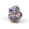 Resin Home Display Decorations, with Natural Lepidolite/Purple Mica Stone Chips and Gold Foil Inside, Owl, 60x50x42mm