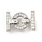 Rack Plating Brass Micro Pave Clear Cubic Zirconia Fold Over Clasps, Long-Lasting Plated, Lead Free & Cadmium Free, Round Ring, Platinum, 13mm
