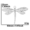 Non-Tarnish Stainless Steel Big Pendants, Dragonfly Charm, Stainless Steel Color, 35x50mm