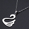 Non-Tarnish 201 Stainless Steel Pendants Necklaces, with Cable Chains and Lobster Claw Clasps, Swan, Stainless Steel Color, 17.71 inch(45cm), 1.5mm