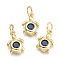 Brass Micro Pave Cubic Zirconia Pendants, with Jump Ring, Sea Turtle, Real 18K Gold Plated, Dark Blue, 12x8.7x2.5mm, Jump Rings: 5x0.8mm, Inner Diameter: 3mm