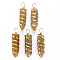 Natural Agate Pointed Pendants, with Golden Brass Findings, Dyed, Bullet, Pale Goldenrod, 42~46x11~12mm, Hole: 6~7x4~6mm