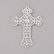 Brass Filigree Joiners Links, Cross, Silver Color Plated, 52x37x0.8mm