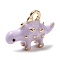 Alloy Enamel Pendants, Golden, Dinosaur Charm, Thistle, 12.5x15x5mm, Hole: 2x1.1mm