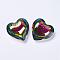 Glass Pendants, Heart, Colorful, 40~41x42~43x15mm, Hole: 2mm
