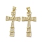 Brass Micro Pave Clear Cubic Zirconia Pendants, Cadmium Free & Lead Free, Cross, Real 16K Gold Plated, 33.5x17x3mm, Hole: 4x3.5mm