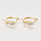 Brass Cubic Zirconia Hoop Earring Findings with Latch Back Closure, Nickel Free, with Horizontal Loop, Real 18K Gold Plated, 17.5x4.5x13.5mm, Hole: 1.5mm, Pin: 0.8x1mm