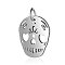 Tarnish Resistant 201 Stainless Steel Pendants, Sugar Skull, For Mexico Holiday Day of the Dead, Stainless Steel Color, 18x14x1mm, Hole: 3mm