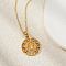 Vintage Brass Pave Cubic Zirconia Hollow Round Religion Virgin Mary Pendant Necklaces for Women, Golden, Clear, 15.75 inch(40cm)