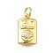Brass Rhinestone Pendants, with Jump Ring, Long-Lasting Plated, Lead Free & Cadmium Free, Rectangle Charm, Real 18K Gold Plated, 14x8.5x4mm