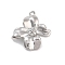 Brass Pave Clear Cubic Zirconia Pendants, Cadmium Free & Nickel Free & Lead Free, Flower, Platinum, 19.5x18.5x4mm, Hole: 1.2mm