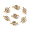 201 Stainless Steel Crystal Rhinestone Flat Round Connector Charms, Real 18K Gold Plated, 10.5x6x3mm, Hole: 1.6mm