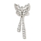 Brass Micro Pave Clear Cubic Zirconia Pendants, Cadmium Free & Nickel Free & Lead Free, Butterfly, Platinum, 33x15x3mm, Hole: 1.6mm