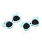 Christmas Opaque Resin Cabochons, Reindeer-Shaped Glasses, Sky Blue, 18x36x5mm
