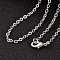 Brass Cable Chains Necklaces, with Lobster Clasps, Silver Color Plated, 21.9 inch