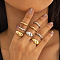 8Pcs Alloy Finger Rings Sets, Platinum & Golden, Inner Diameter: 17mm