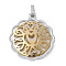 304 Stainless Steel Pendants, Hollow Flower with Heart Charm, Golden & Stainless Steel Color, 38.5x35x5.5mm, Hole: 6x3.5mm