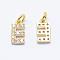 Brass Micro Pave Grade AAA Cubic Zirconia Charms, Letter E, Cadmium Free & Nickel Free & Lead Free, Real 18K Gold Plated, 9x4.5x1.5mm, Hole: 2mm