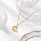 Brass Micro Pave Clear Cubic Zirconia Pendant Necklace, 304 Stainless Steel Cable Chain Neckalces, Moon, 15.55 inch(39.5cm), Moon: 17x14.5