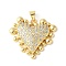 Brass Micro Pave Clear Cubic Zirconia Pendants, Cadmium Free & Lead Free, Melting Heart, Real 18K Gold Plated, 24.5x26x5mm, Hole: 4x5mm