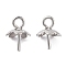 Non-Tarnish 201 Stainless Steel Cup Peg Bails, Flower Shape, Stainless Steel Color, 7.5x6x6mm, Hole: 1.5mm, Pin: 0.8mm