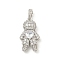 Rack Plating Brass Clear Cubic Zirconia Pendants, Long-Lasting Plated, Cadmium Free & Lead Free, Boy with Heart, Platinum, 22.5x13.5x6mm, Hole: 5x2.5mm