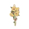 Light Gold Plated Alloy Enamel Pendants, Flowers, Yellow, 37x17x1.5mm, Hole: 1.8mm