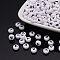 Acrylic Beads, with Horizontal Hole, Letter, Flat Round, Letter.V, 7x4mm, Hole: 1mm, about 3500pcs/500g
