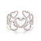 Non-Tarnish 304 Stainless Steel Heart Wrap Open Cuff Ring for Women, Stainless Steel Color, US Size 6 3/4(17.1mm)