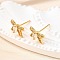 Bowknot Brass Micro Pave Clear Cubic Zirconia Stud Earrings, Lead Free & Cadmium Free, Rack Plating, Long-Lasting Plated, Real 18K Gold Plated, 7x10mm
