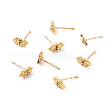 Серьги-гвоздики с бантом из черного кубического циркония EJEW-F281-28G-1