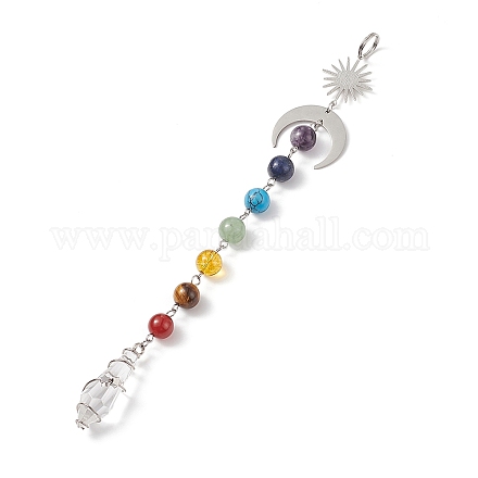 7 подвеска из бисера из драгоценных камней чакры HJEW-JM00797-02-1