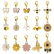 15Pcs Alloy Enamel Pendant Decoration, Mixed Shapes, with Alloy Lobster Claw Clasps, Mixed Color, 22~39mm