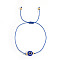 Bohemian Style Resin Evil Eye Bead Braided Bracelets, Adjustable Nylon Cord Braided Bracelets for Women, Blue, Inner Diameter: 11 inch(28cm)