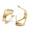 Shell Shape Brass Micro Pave Clear Cubic Zirconia Hoop Earring Findings with Latch Back Closure, Long-Lasting Plated, Real 18K Gold Plated, 23x12.5mm, Hole: 1.2mm, Pin: 1mm