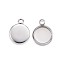 Tarnish Resistant 304 Stainless Steel Pendant Cabochon Settings, Plain Edge Bezel Cups, Flat Round, Stainless Steel Color, Tray: 8mm, 13x10x2mm, Hole: 2mm