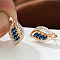 Leaf Brass Micro Pave Cubic Zirconia Hoop Earrings, with Rhinestone, Golden, Montana, 17x10mm