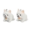 Flocky Resin Pendants, Dog, with Platinum Iron Loop, White, 27x19.5x28mm, Hole: 1.8mm