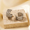 Chic Geometric Brass C-Shaped Stud Earrings, with Delicate Weaving and Sparkling Rhinestone, Silver, 18x10mm