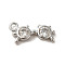 Brass Micro Pave Cubic Zirconia Charms, Glasses, Platinum, 6x12.5x2mm, Hole: 1.2mm