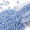 TOHO Round Seed Beads, Japanese Seed Beads, (933F) Frosted Inside Color Light Sapphire/White Lined, 11/0, 2.2mm, Hole: 0.8mm, about 5555pcs/50g