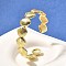 Brass Cuff Bangles for Women, Shell Shape, Real 18K Gold Plated, Inner Diameter: 2-1/4~2-3/8 inch(5.6~6.1cm)