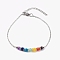 Chakra Jewelry, Natural & Synthetic Gemstone Beaded Anklets, with 304 Stainless Steel Cable Chains, Round, Stainless Steel Color, 8-5/8 inch(22cm)