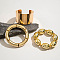 Oval Alloy & Iron & CCB Plastic Bangles Set, Golden, Inner Diameter: 2~2-3/8 inch(5~6cm), 3pcs/set
