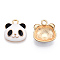 Alloy Enamel Pendants, Cadmium Free & Lead Free, Light Gold,  Panda, Black, 17.5x17x6mm, Hole: 1.6mm